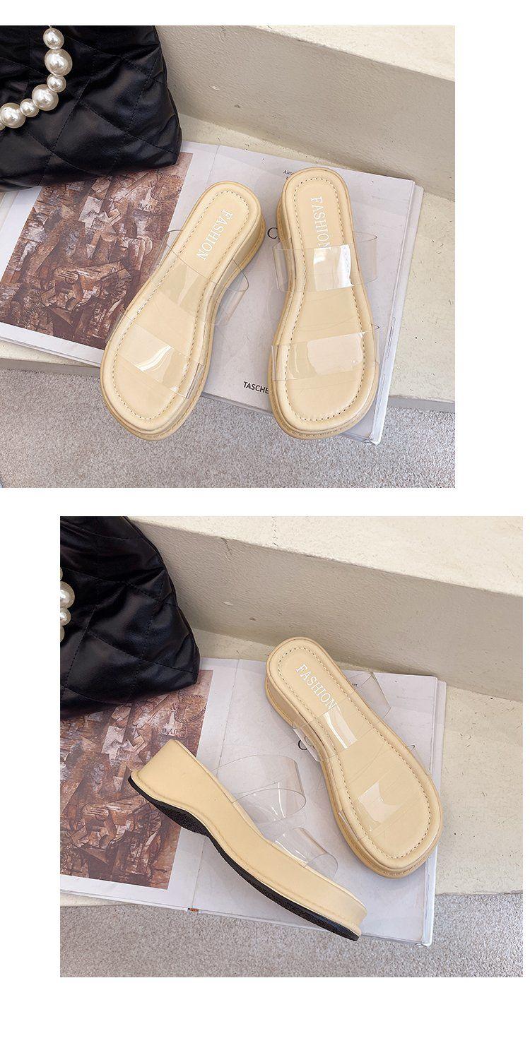 Product Introduction of Wedge Sandals 2025 New Women's Summer Transparent High Heels Thick Sole Chunky Heel Roman Beach Outdoor Slippers for Women 9
