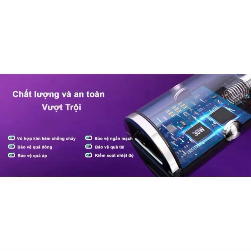 Tẩu sạc nhanh oto 100W 2 cổng USB, TypeC phù hợp mọi xe và thiết bị 7