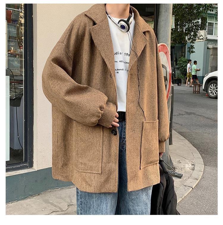 Product Introduction of Autumn Winter Cotton-Padded Coat Mid-Length Design Windbreaker Men's Korean-Style Trendy Casual Cape British Style Coat Woolen Coat 2
