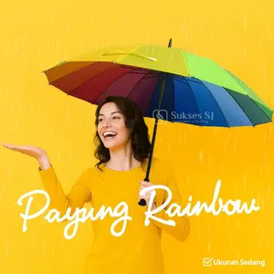 *Payung Rainbow Jumbo 16 Jari / Payung Standard Rainbow Jumbo Besi Gagang Plastik