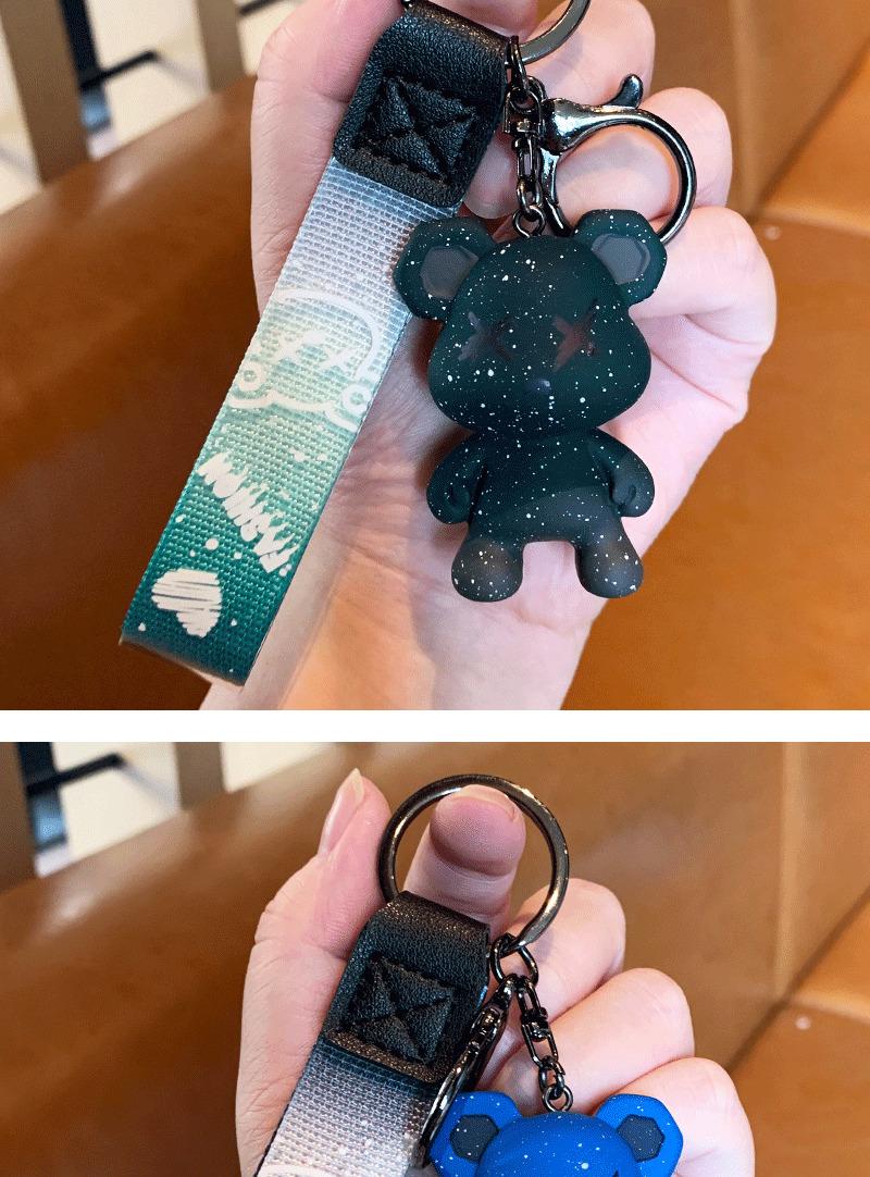 Product Introduction of Creative Starry Sky Color Changing Bear Keychain Wholesale Fashion Couple Car Key Chain Female Exquisite Ins Handbag Pendant 4