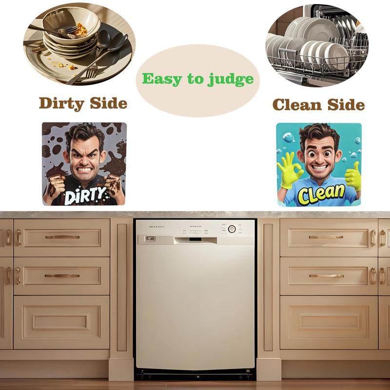Clean & Dirty Magnet, 1 Count Double Sided Laundry & Dishwasher Status Indicator, Fridge Sticker for Home Organization, Kitchen Accessories, Decor 2
