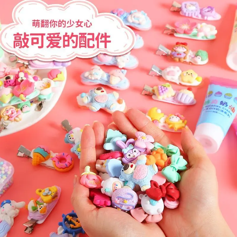 Túi Vật Liệu Kẹp Tóc Tự Làm Thủ Công Keo Kem, Kẹp Tóc Hoạt Hình Tự Làm Dễ Thương Cho Trẻ Em, Hộp Đựng, Túi Quà, Đồ Chơi, Năm 2025 4