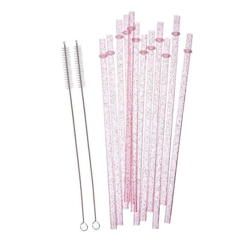 Reusable Drinking Straws with Cleaning Brush, 12pcs Durable Plastic Colorful Glitter Drinking Straws, Drinking Supplies Utensils for Home Kitchen Party Picnic Outdoor, Kitchenware 4