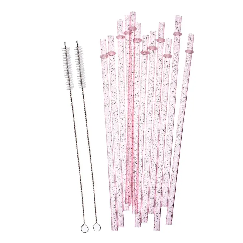 Reusable Drinking Straws with Cleaning Brush, 12pcs Durable Plastic Colorful Glitter Drinking Straws, Drinking Supplies Utensils for Home Kitchen Party Picnic Outdoor, Kitchenware  Drinks 4