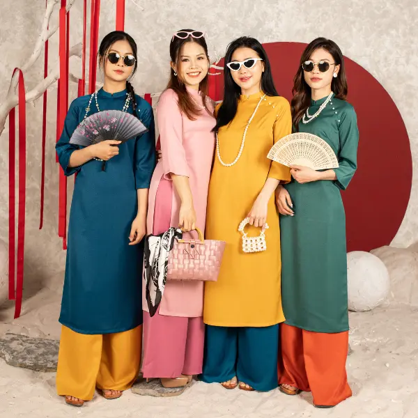 ÁO DÀI CÁCH TÂN LỤA TÔ CHÂU ĐÍNH HẠT CHO NỮ NHIỀU MÀU Women Dress Voan Sen aodailua vaytet Voi