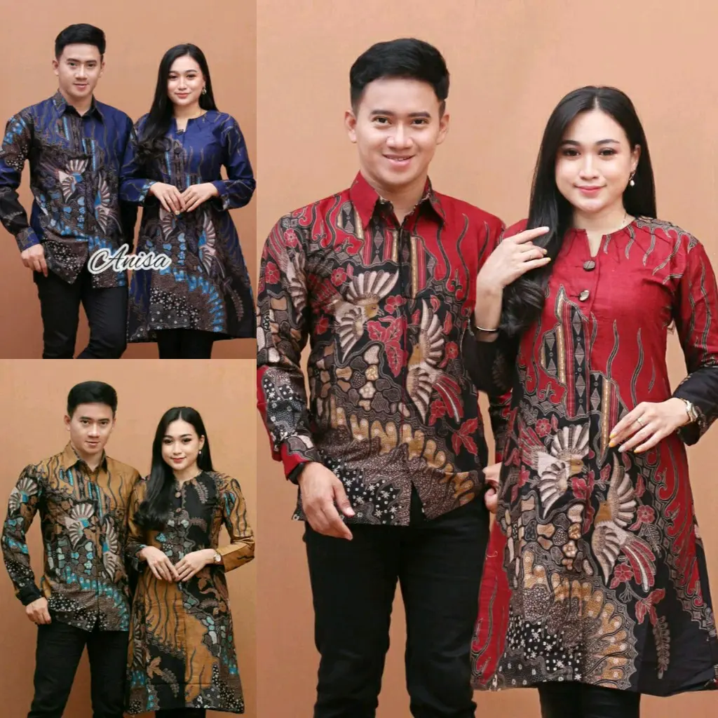Batik Couple Tunik Kancing Depan M L XL XXL XXXL