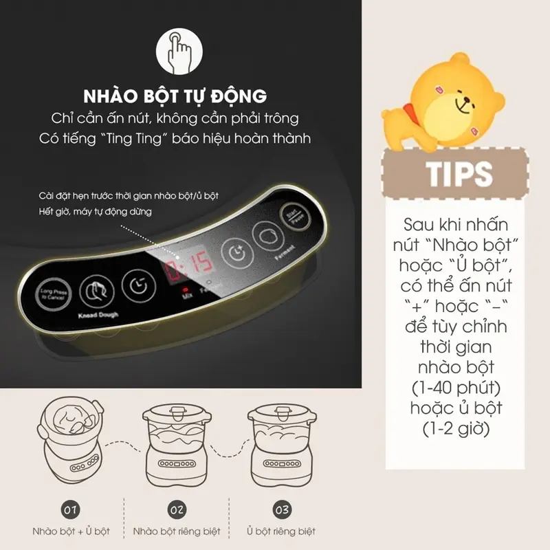 Máy Trộn Bột 7L Inox 304, Ủ Bột, Nhào Bột, Nhồi Bột Nhanh, Công Suất Lớn Chống Dính - EP3504GY 3