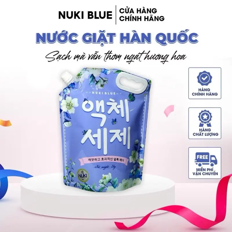 [ MUA 1 TẶNG 1 ] Nước Giặt Xả Hàn Quốc Nuki Blue 2KG, Lưu Hương , Làm Mềm Vải, Không Gây Kích Ứng Cho Da Nhạy Cảm