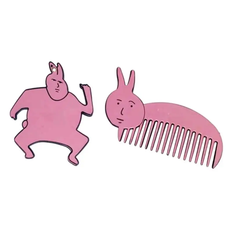 BOYI Bộ Gương Và Lược, Thiết Kế Thỏ Hồng Hợp Thời Trang, Móc Chìa Khóa Gương, Lược, Móc Khóa, Chất Liệu Acrylic, Hoàn Hảo Cho Du Lịch Ngoài Trời