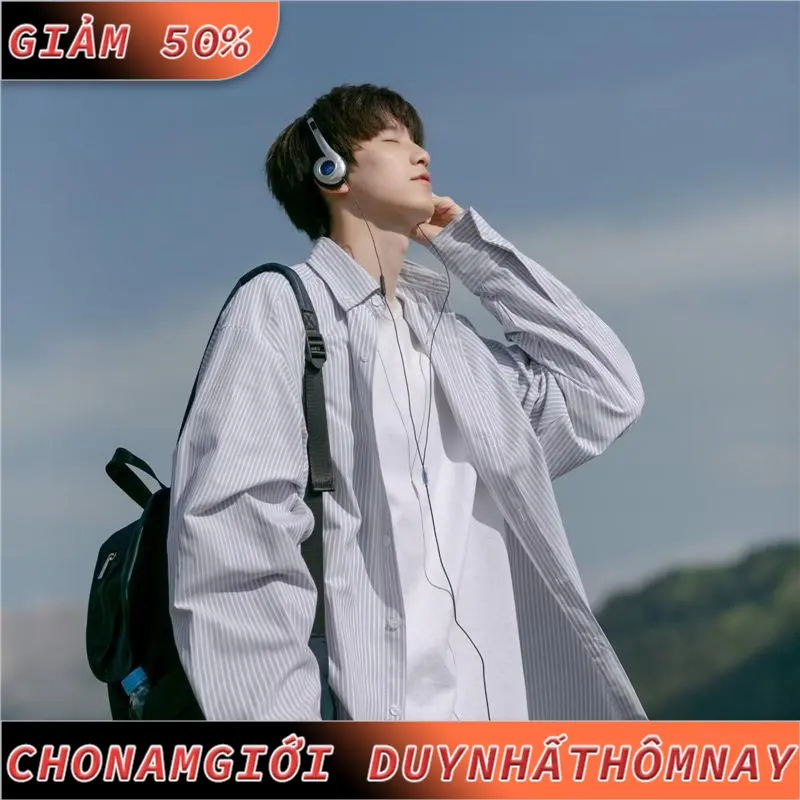 Áo Sơ Mi Nam Dài Tay Mùa Xuân Và Mùa Thu, Bán Chạy, Phong Cách Hồng Kông Nhật Bản, Dáng Rộng Vừa Vặn, Sọc, Thích Hợp Cho Giới Trẻ, Đẹp Trai Và Hợp Xu hướng, Áo Khoác Thường Ngày