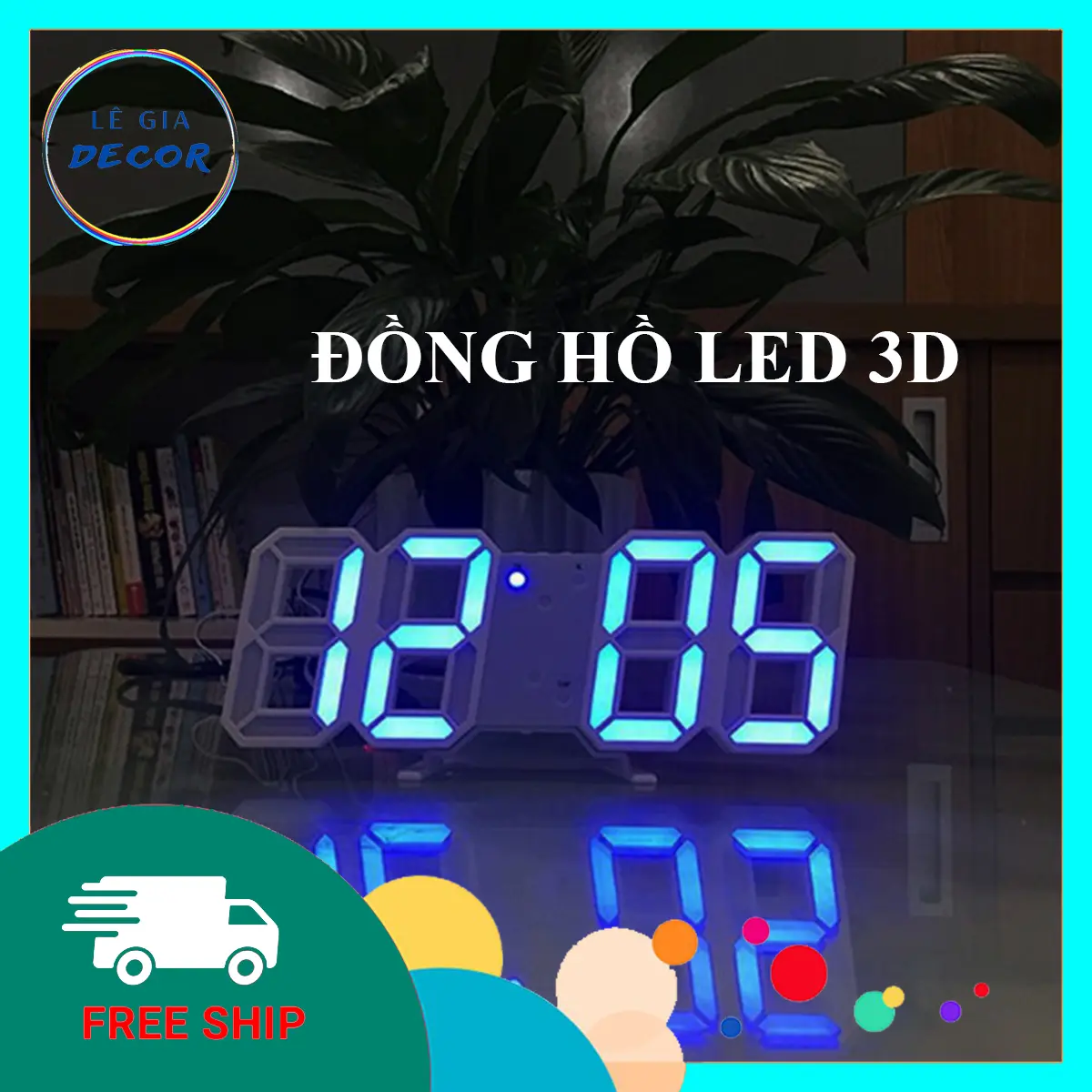 HOT- ĐỒNG HỒ LED 3D treo tường, để bàn thông minh trang trí xem giờ thuận tiện Decor Decor Phòng