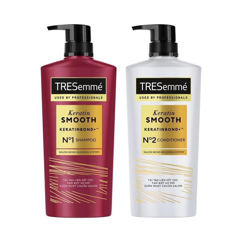   4  Combo Dầu Gội 640g + Dầu Xả 620g TRESemmé Keratin Smooth Công Thức Hydrolyzed Keratin Hỗ Trợ Dưỡng Tóc Vào Nếp Suôn Mượt Nữ 