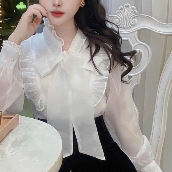 Sơ mi voan tơ lụa óng 2 lớp xinh  mã 472 Top áo nữ Women Shirt Ong