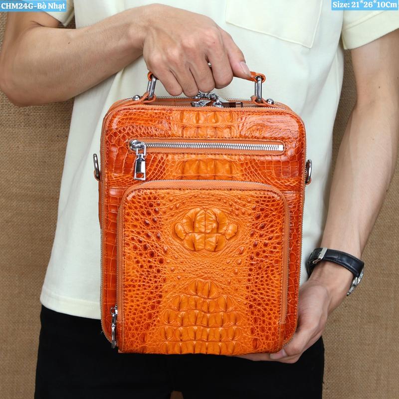 Túi Đeo Chéo Nam Da Cá Sấu Có Quai Xách ll Size 21*26*10Cm ll Mã CHM24 ll Chính Hãng Cá Sấu Konavis