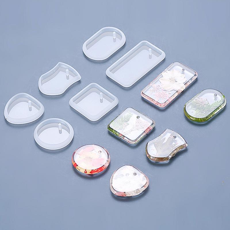 Product Introduction of 6pcs/set DIY Epoxy Keychain Silicone Mold Resin Hanging Pendant Craft Moulds Mirror Effect Jewelry Necklace Pendant Silica Mold #438913 55