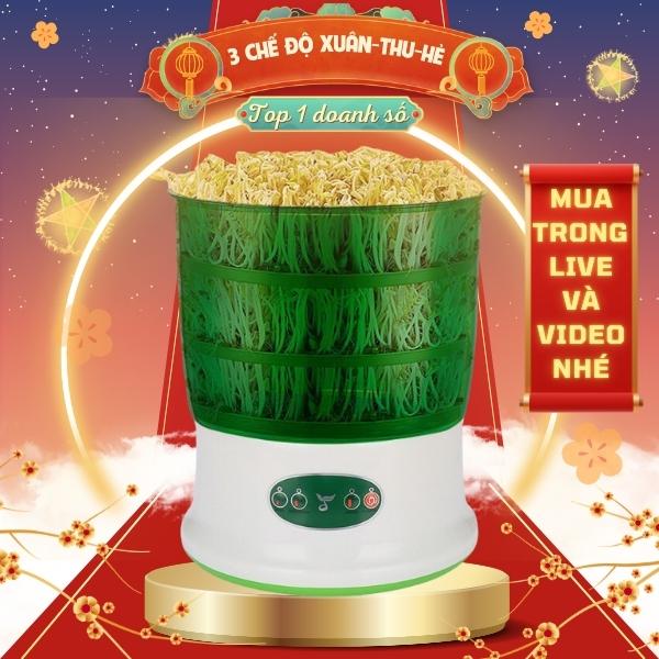 Máy làm giá đỗ tự động 3 tầng 3 chế độ Xuân - Thu - Hè. Làm được cả rau mầm. Máy bảo hành 12 tháng lỗi 1 đổi 1 trong 14 ngày Pha Trà