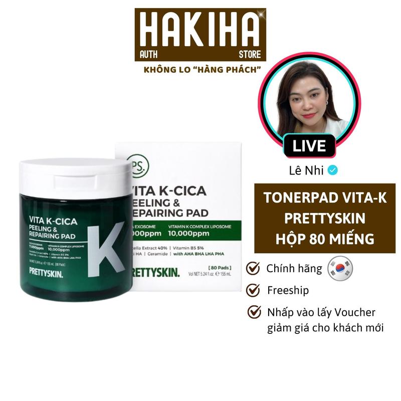 Toner Pad Hỗ Trợ Làm Dịu Da Vita K - Cica Peeling & Repairing Pad PrettySkin  ( Hộp 80 Miếng )