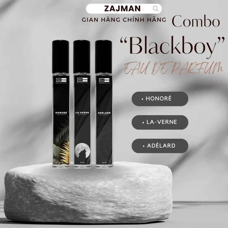 [COMBO BLACKBOY] 3 Chai Nước Hoa Nam Perfume (10ml) Honoré, La-verne, Adélard Lưu Hương 6 Đến 8 Giờ - Hàng Chính Hãng ZAJMAN Cosmetic Xịt Thơm 0