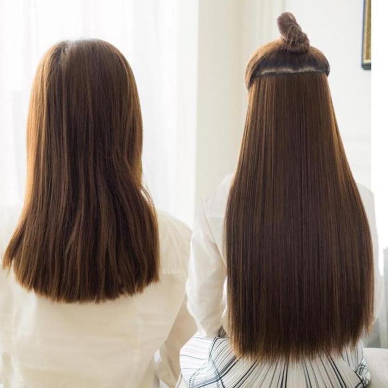 Wig Big Wave Hair Extension Straight Long Clip In Hair High Tempreture Synthe Brown Black Y5E5 1