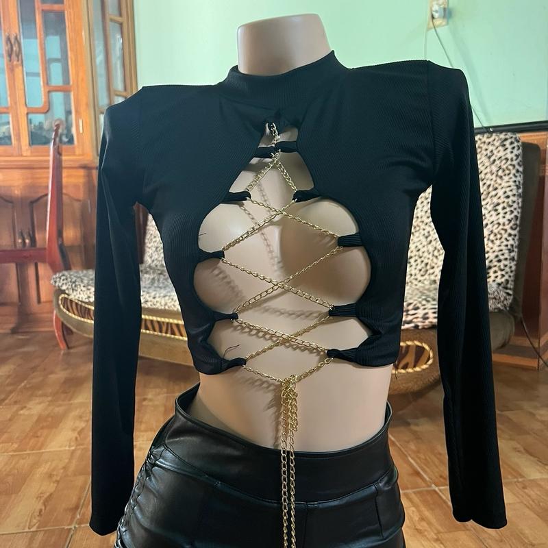 Áo đan six tay dài thun gân 0