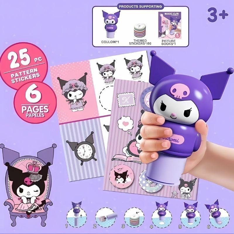 Đồ Chơi Con Dấu Dán nhãn Hình Kuromi Gấu Dâu Dễ Thương Và 100 Miếng Dán Cho Bé Thoả Sức Sáng Tạo