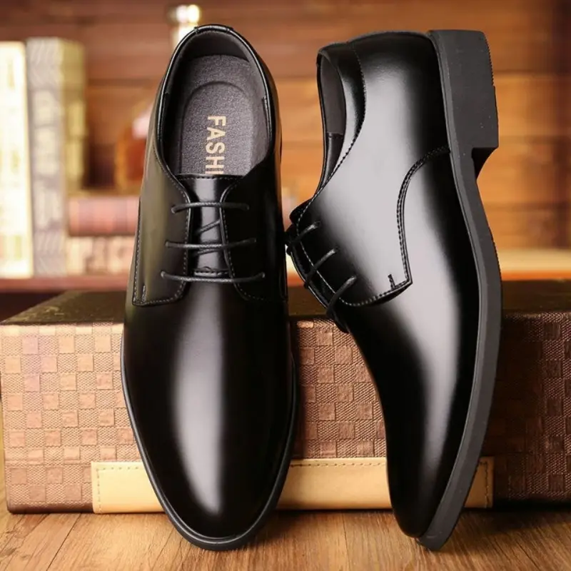 Spring and Autumn Youth Casual Business Wear Leather Shoes Men's Shoes Wedding Shoes Versatile Single-Layer Shoes Work Shoes Waterproof Lightweight