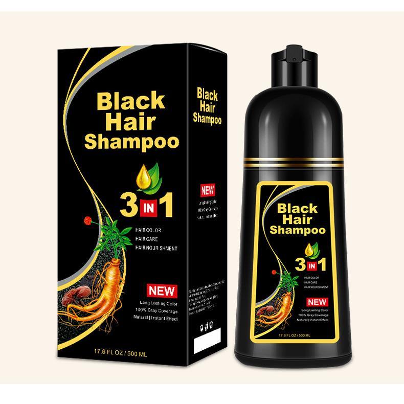 3 in 1 Black Hair Dye Shampoo - Can cover gray hairs,Herbal Ingredients Natural Hair Colour Shampoo,Contains Ginseng Extract,Natural Haircoloring,Phytocare,salon Haircare deep  conditioner Naturalblack 5