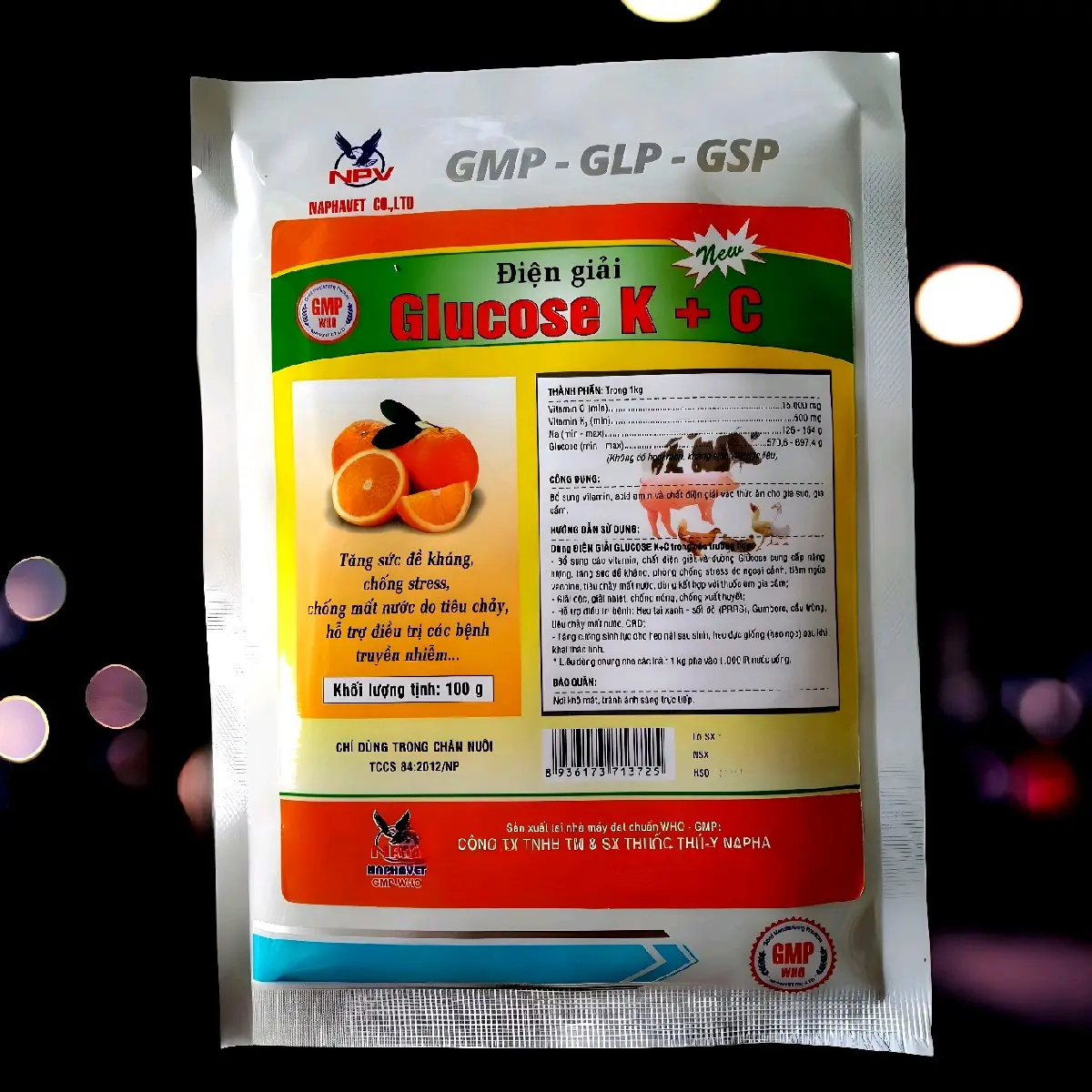 ĐIỆN GIẢI GLUCO K C (100g) cung cấp điện giải cho gia súc gia cầm