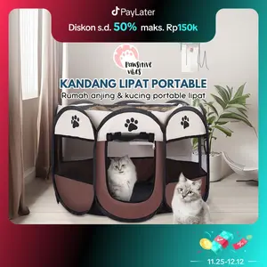 Pawsitive VIbes Kandang Lipat Portable Kucing dan Anjing - Tenda Hewan Peliharaan - Pagar Playpen dengan 8 Panel Anjing & Kucing Purple Cages & Crates