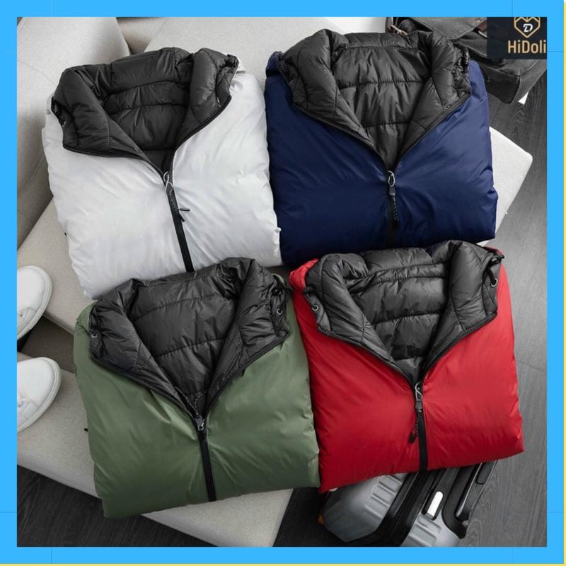 Áo Phao Nam Siêu Nhẹ  2 mặt siêu nhẹ khoác nam siêu nhẹ Áo Khoác Lông Vũ pha Trần Bông Có 4 Túi (mỗi mặt có 2 túi), mua 1 chiếc mặc được 2 phong cách. Menswear Jacket