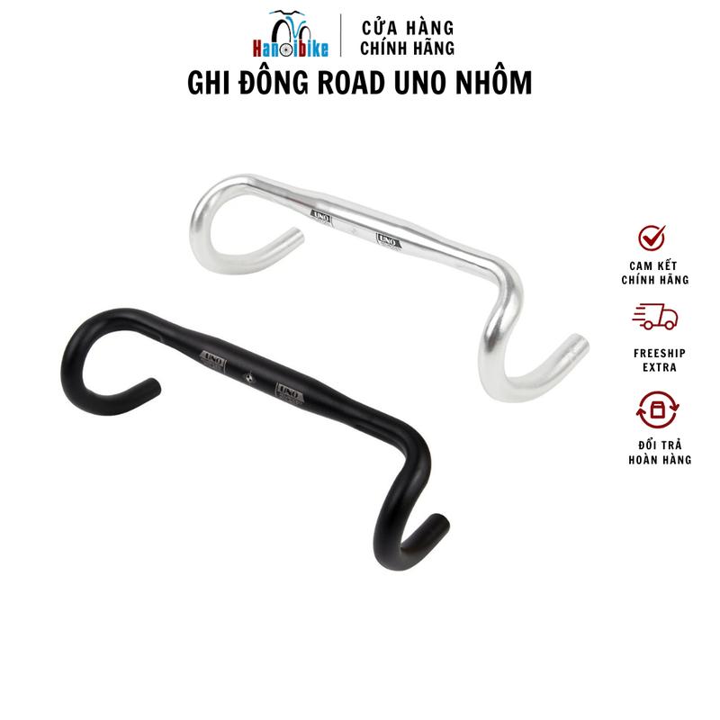 Ghi đông cong nhôm UNO HB CR12 màu bạc titan/ đen cho xe đạp Fixed gear/ Road Gắn Xe Đạp Sports