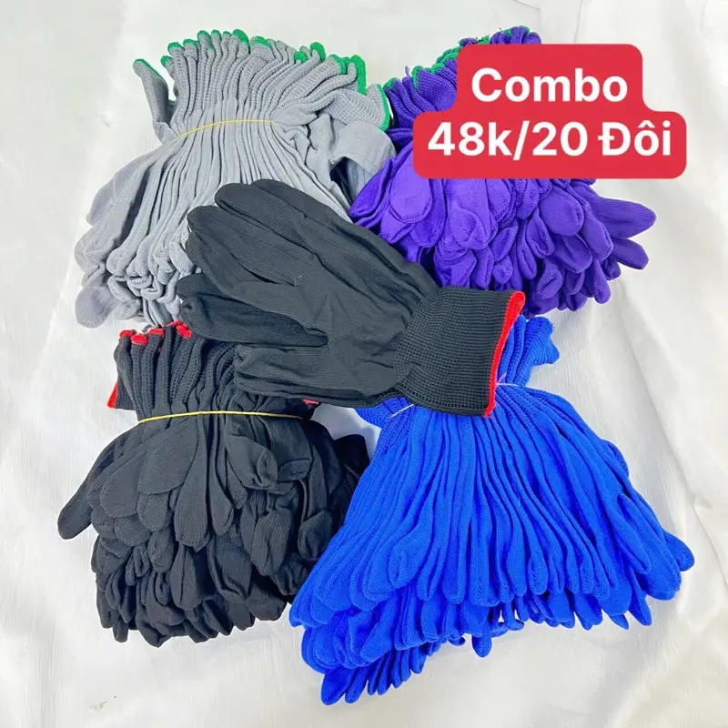 Combo 20 Đôi găng tay vải lao động LOẠI XỊN găng tay vải mút bảo hộ lao động Găng TAY LAO ĐỘNG