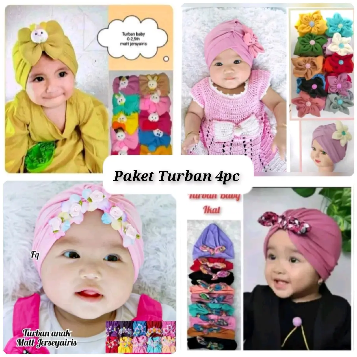 Paket Turban Bayi 4pc/Turban Bayi Perempuan/Turban Baby/Turban Bayi isi 4pc Bayi