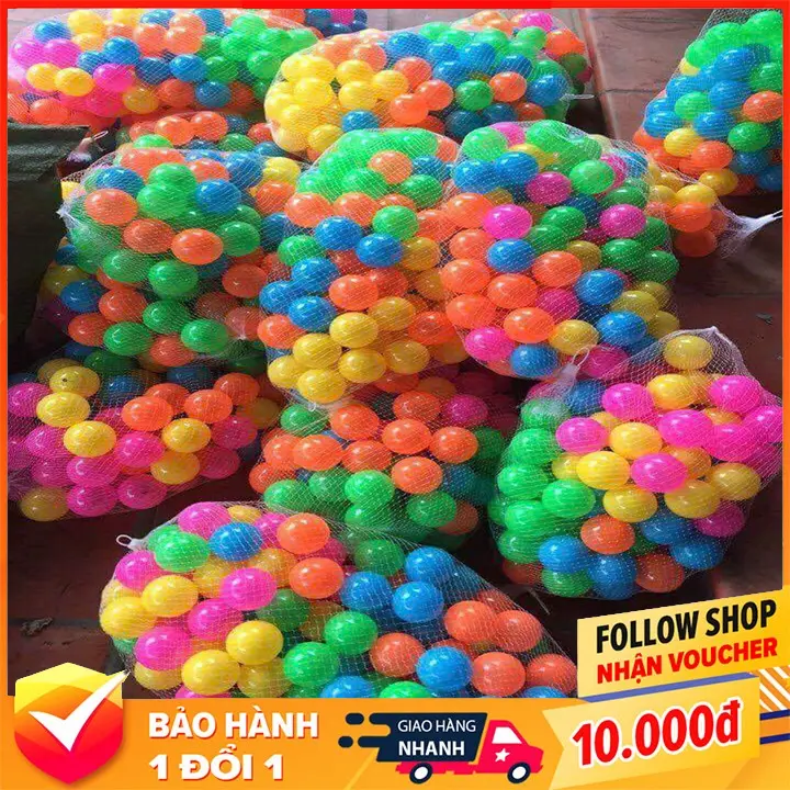 Combo túi 100 quả bóng nhựa cho bé vui chơi, túi 100 bóng chơi nhà banh cho bé