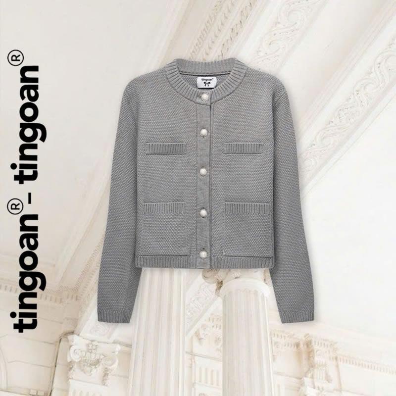  TINGOAN - Áo len xù cardigan 4 túi xám viền xám JENNIFER CARDIGAN GR FULL  xám viền xám  