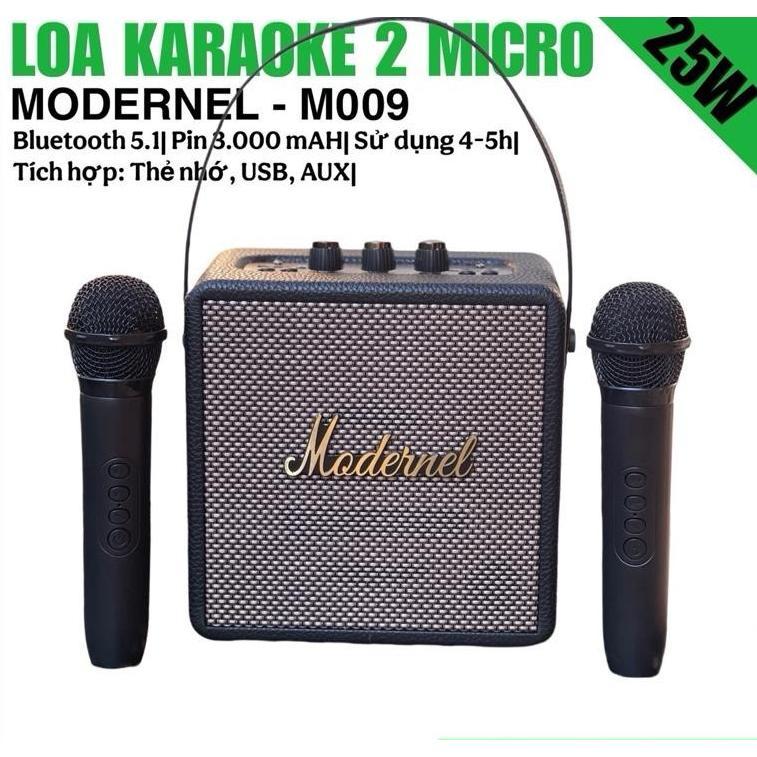  Loa Karaoke  bluetooth M009 Kèm 2 Micro Không Dây Pin Trâu Hát Karaoke  Hay Thùng Gỗ Bọc Da 