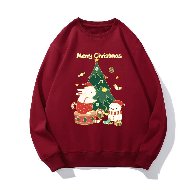 Áo Len In Hình Hoạt Hình Cây Thông Noel, Thời Trang, Dành Cho Cặp Đôi, Cổ Tròn, Dáng Rộng Vừa Vặn, Phong Cách Mùa Thu, Áo Dài Tay Nữ 0