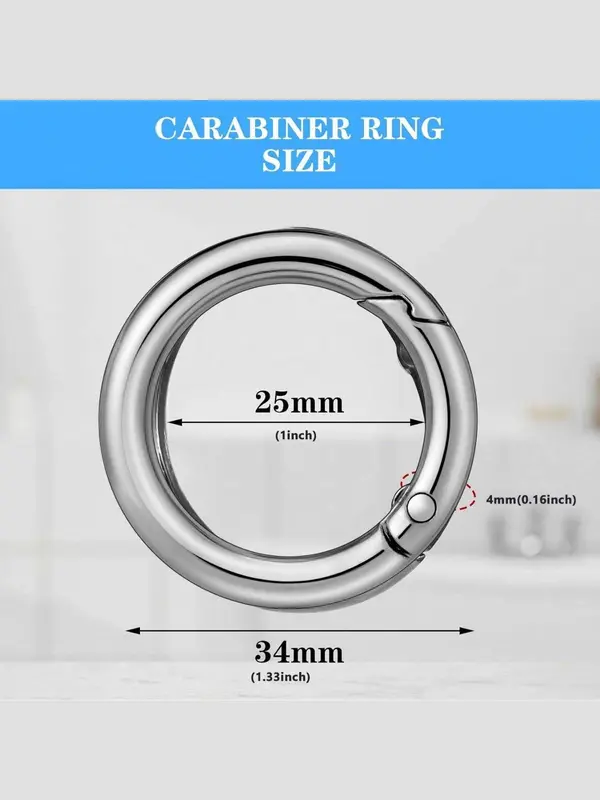 Spring Design At Opening Metal Spring O Ring, 5 Counts Durable Round Spring Snap Carabiner Clip Buckle, Diy Bag Accessories for Keyrings, Bags, Purses 1