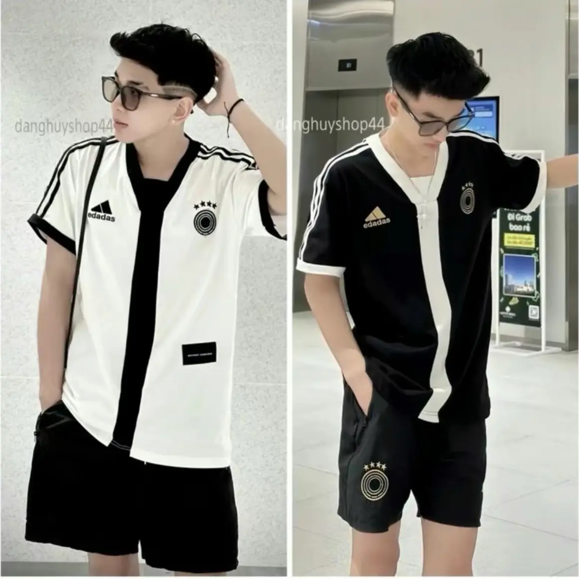 Bộ Quần Áo Đức Cộc Tay, Logo Đức  Phối Cổ Chất Cotton 2 Chiều Co Dãn Thoáng Mát Sport Chạy Bộ