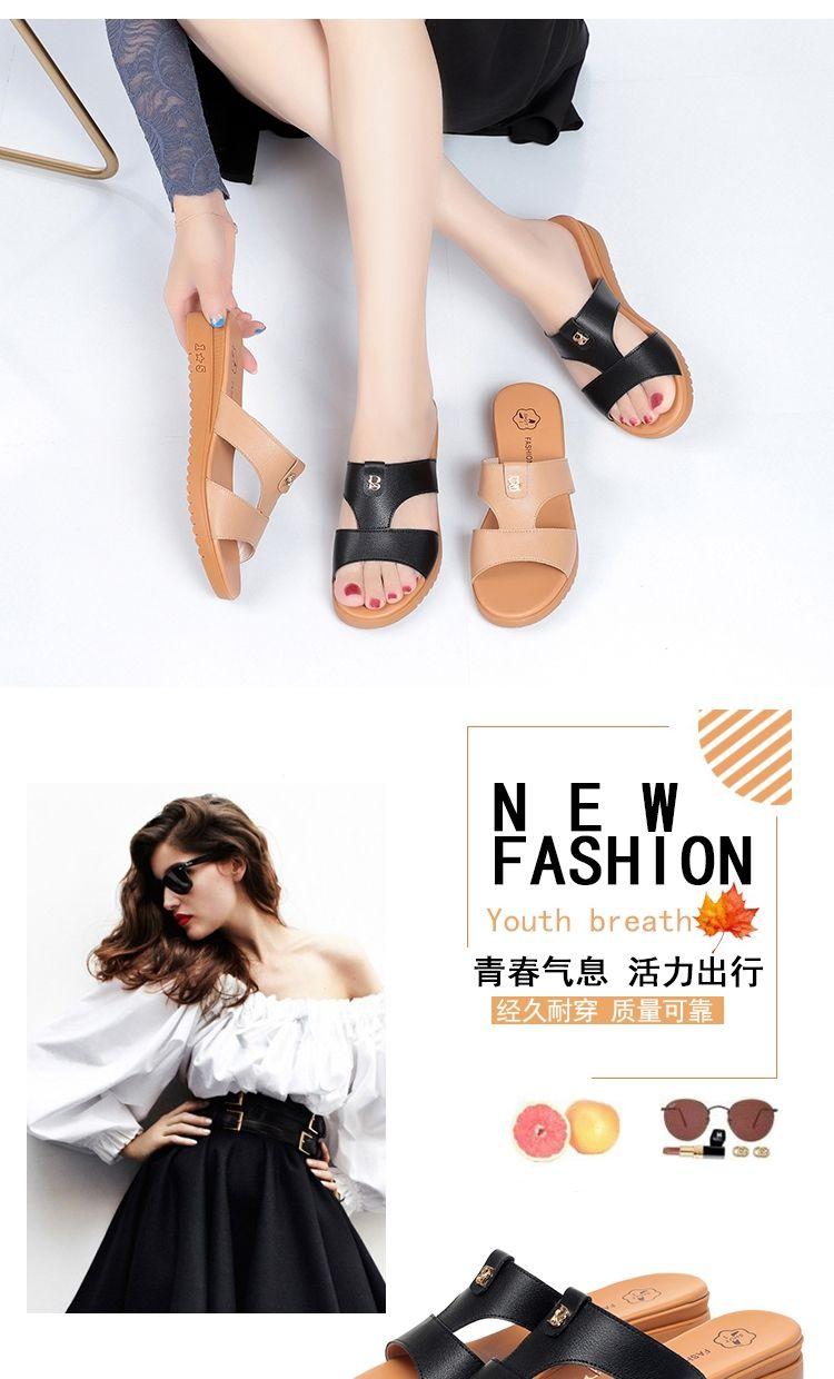 Product Introduction of Dép Đế Xuồng, Da Thật Mềm, Đế Mềm, Giày Nữ Trung Niên Dép Cho Mẹ Đế Thấp Đế Bằng Mùa Hè Mới 2024 10