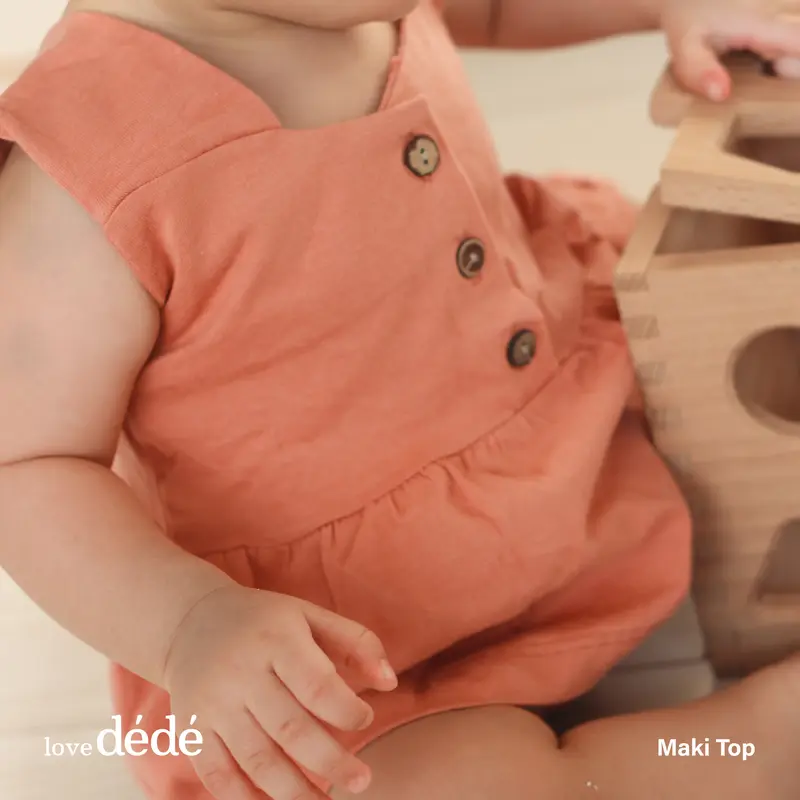 lovedede - Maki Top - Atasan Basic Bayi & Anak Perempuan Ruffle Kancing Depan 5