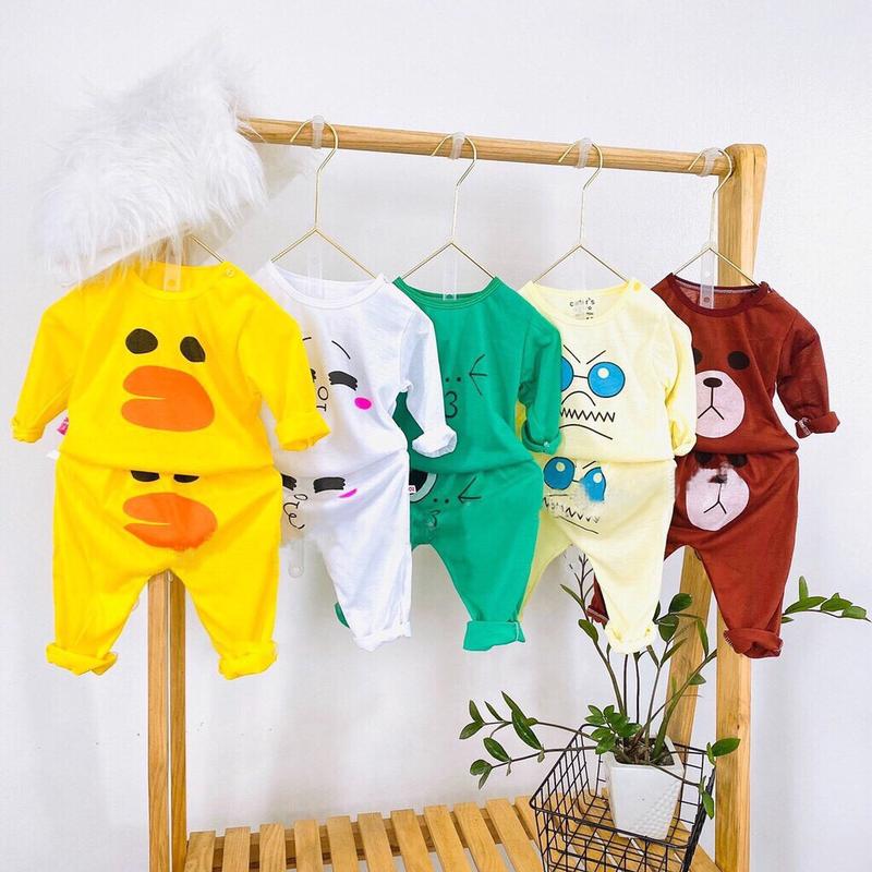 Combo 5 Bộ Quần Áo Cotton Dài Tay Trẻ Sơ Sinh Bé Trai Bé Gái 3-13kg.Vải Cotton Cho Bé Thời Trang Co Dãn Nhẹ Thoáng Mát