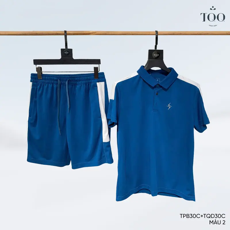 [SALE 15% LẺ - MUA CẢ BỘ CÒN 299K] Bộ thể thao nam HIVE TQQ - TPB30C/TQDB30 kiểu dáng polo cổ đức, quần cạp chun có dây rút - tập pickleball 3