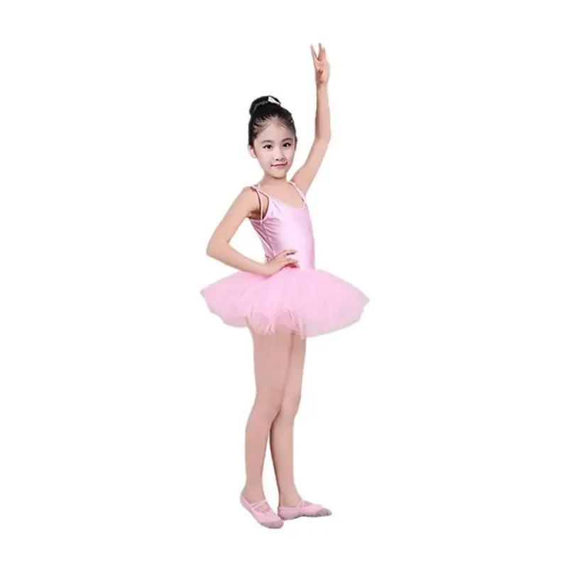 Kids Ballet Dress Solid Suspender Ballet Skirt Elegant Tutu Children Dance Costumes Girls Ballroom Ballet Outfits Stage Clothing 2