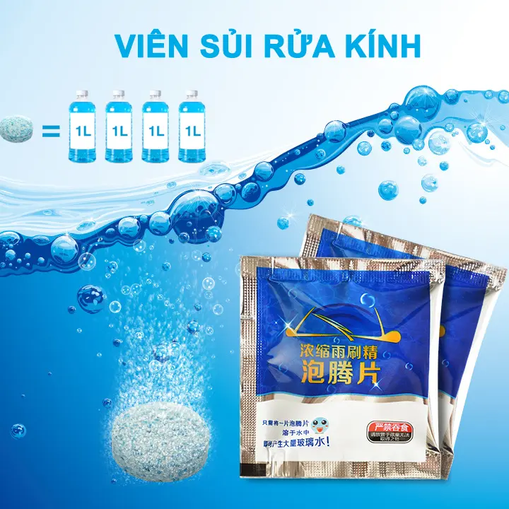 1 Viên Sủi Rửa Kính - Nước Rửa Kính - Viên Rửa Kính - Viên Xủi Rửa Kính - Viên Sủi Rửa Kính Xe Ô tô - Chăm Sóc Kính Xe Hơi - 1 Viên = 4 Lít Nước