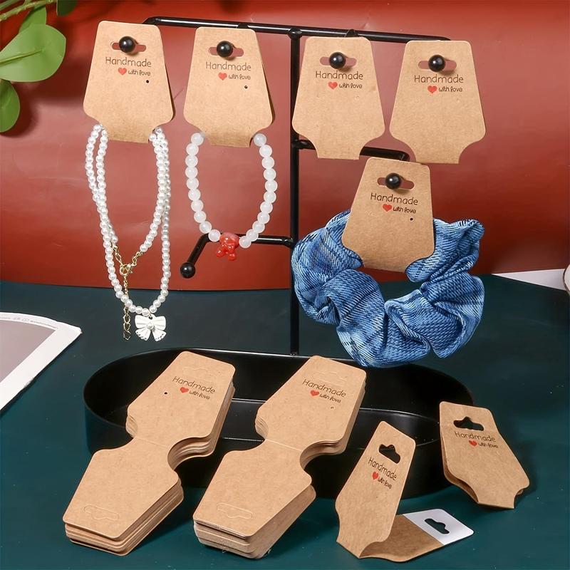 Solid Color Necklace Display Card, 100pcs Self-adhesive Bracelet Packaging Card Holder, Earrings Paper Stand For Jewelry Ornament Wrap 4