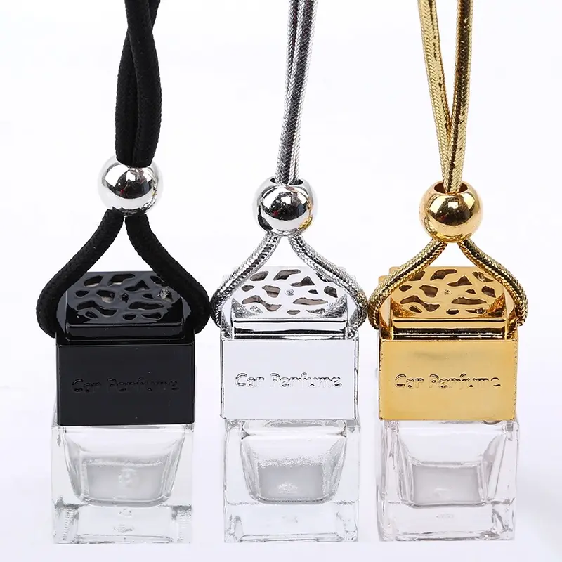 Empty Glass Bottle for Essential Oils Diffuser Rearview Mirror Ornament Car Hanging Perfume Fragrance Air Freshener Car-styling