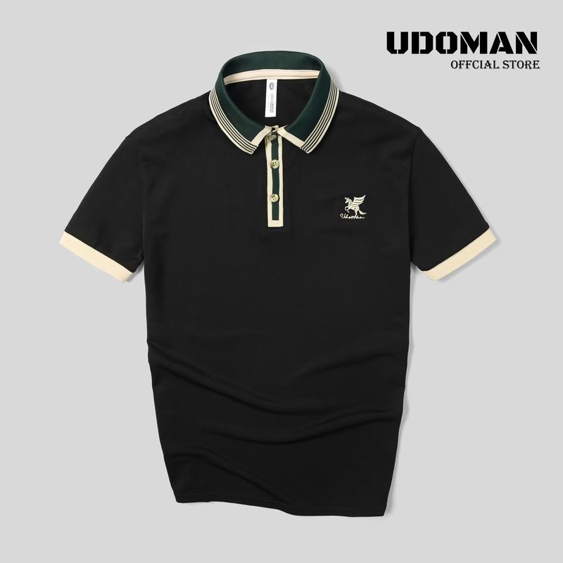 Áo polo nam UDOMAN ĐEN PHỐI BE XANH HT UD.52