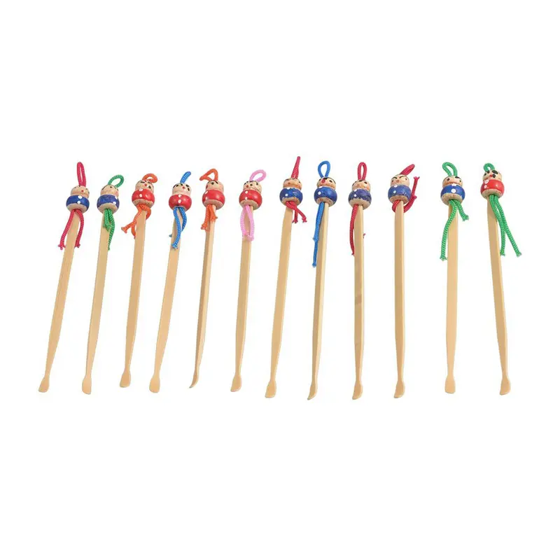 Dụng Cụ Ngoáy Tai Cho Búp Bê, Bộ 12 Chiếc, Có Lưỡi Liềm, Được Làm Bằng Tre 8